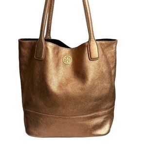 Tory Burch rare rise gold/copper tone leather tote bag